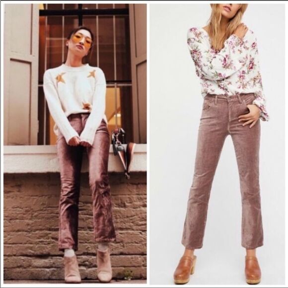 FREE PEOPLE | Velvet Cropped Flare Pants in Taupe Purple Women’s Size 28 (6) - Picture 12 of 12
